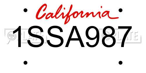 1SSA987 California License Plate