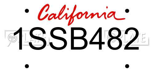1SSB482 California License Plate