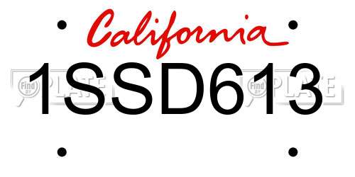 1SSD613 California License Plate