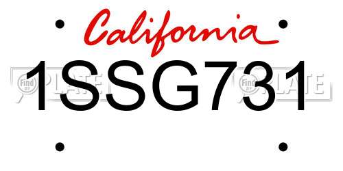 1SSG731 California License Plate