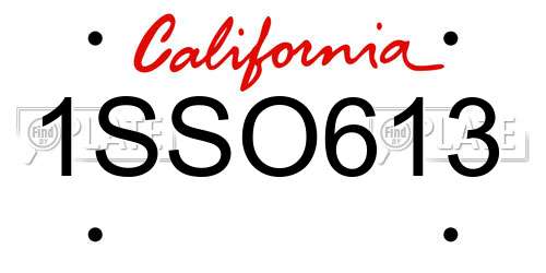 1SSO613 California License Plate