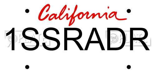 1SSRADR California License Plate