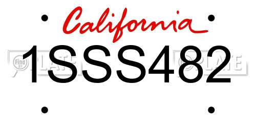 1SSS482 California License Plate