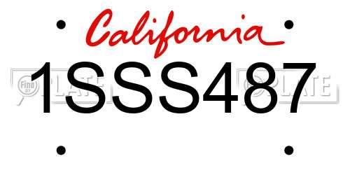 1SSS487 California License Plate