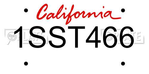 1SST466 California License Plate