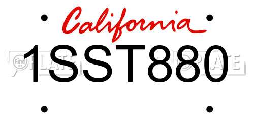 1SST880 California License Plate