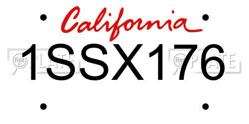 1SSX176 California License Plate