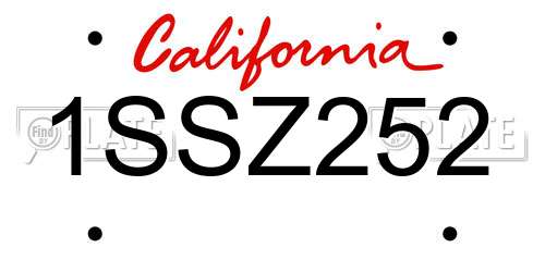 1SSZ252 California License Plate
