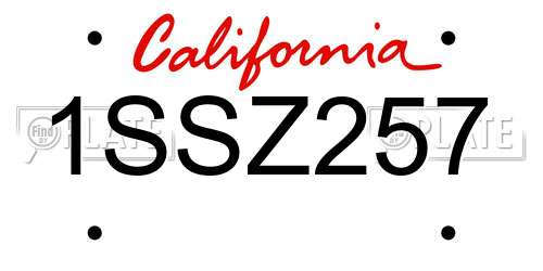 1SSZ257 California License Plate