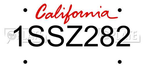 1SSZ282 California License Plate