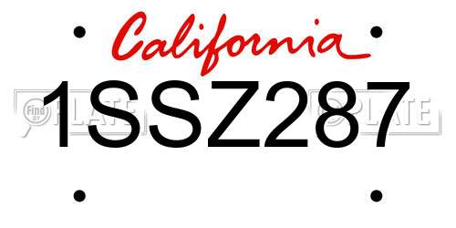 1SSZ287 California License Plate