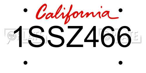 1SSZ466 California License Plate