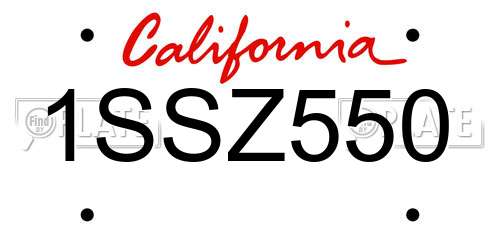 1SSZ550 California License Plate