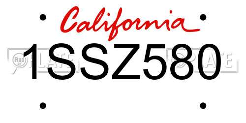 1SSZ580 California License Plate