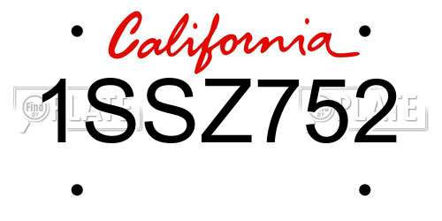 1SSZ752 California License Plate