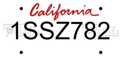 1SSZ782 California License Plate