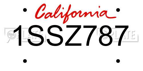 1SSZ787 California License Plate