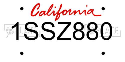 1SSZ880 California License Plate
