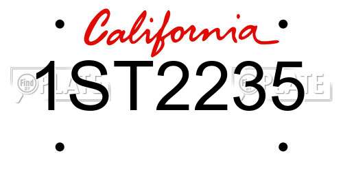 1ST2235 California License Plate