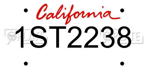 1ST2238 California License Plate