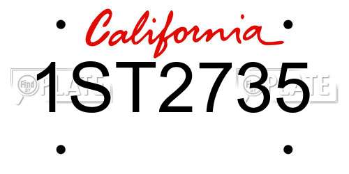 1ST2735 California License Plate