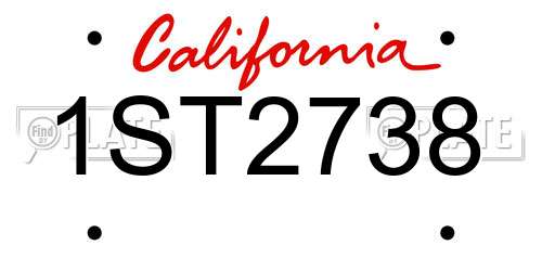 1ST2738 California License Plate