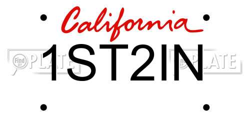 1ST2IN California License Plate