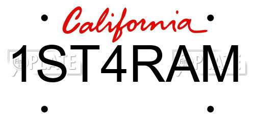 1ST4RAM California License Plate
