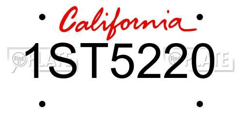 1ST5220 California License Plate