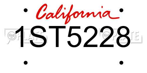 1ST5228 California License Plate