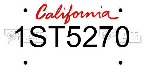 1ST5270 California License Plate