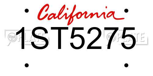 1ST5275 California License Plate
