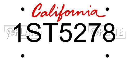 1ST5278 California License Plate