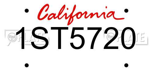 1ST5720 California License Plate