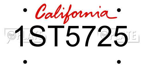 1ST5725 California License Plate