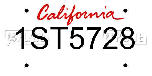 1ST5728 California License Plate