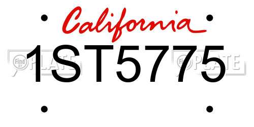 1ST5775 California License Plate