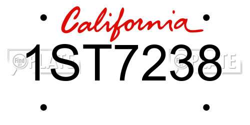 1ST7238 California License Plate