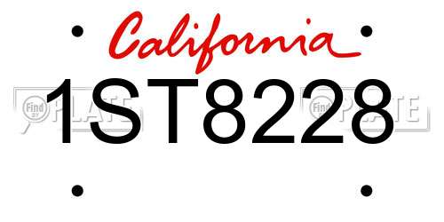 1ST8228 California License Plate