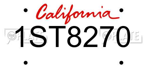 1ST8270 California License Plate
