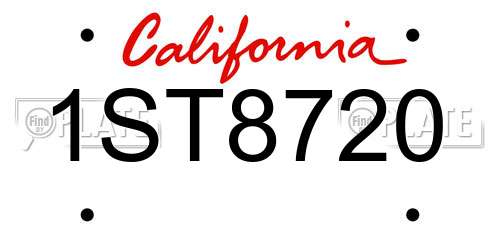 1ST8720 California License Plate