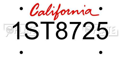 1ST8725 California License Plate