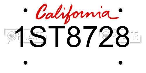 1ST8728 California License Plate