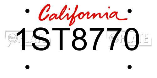 1ST8770 California License Plate