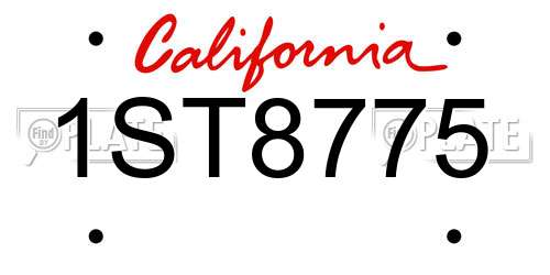 1ST8775 California License Plate