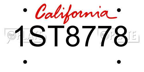 1ST8778 California License Plate