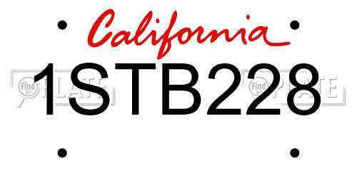 1STB228 California License Plate