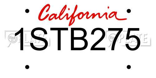 1STB275 California License Plate