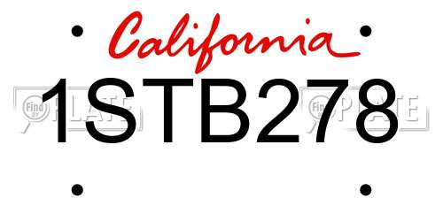 1STB278 California License Plate