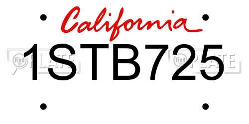 1STB725 California License Plate